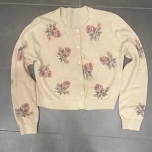 Cider Floral Cropped Knit Cardigan – Size Small